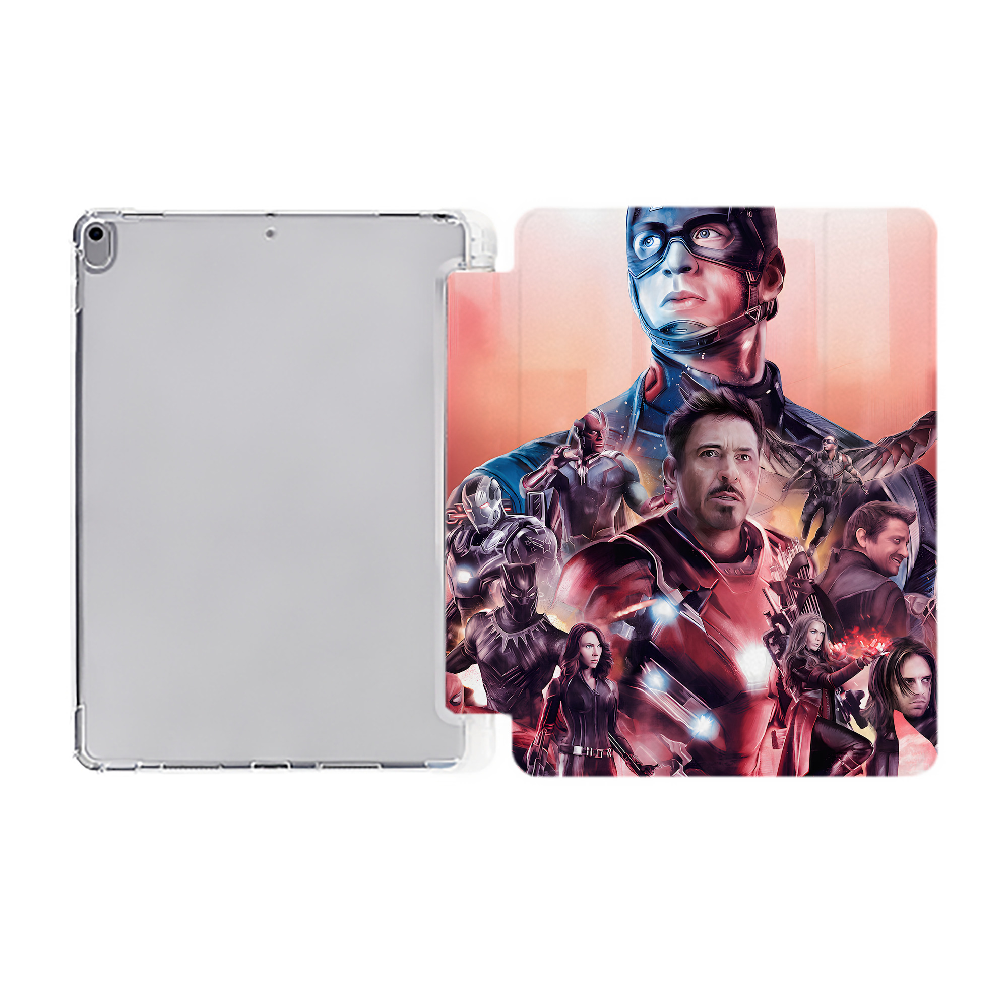 （画像用） アベンジャーズ The Avengers IPad ケース ペン収納付き 三つ折りスタンド PUレザー×シリコン 対応機種9.5/10.5/10.9インチ